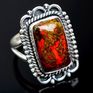 Indonesian-Plume-Agate-925-Sterling-Silver-Ring-Size-7-75-Jewelry-R953469F