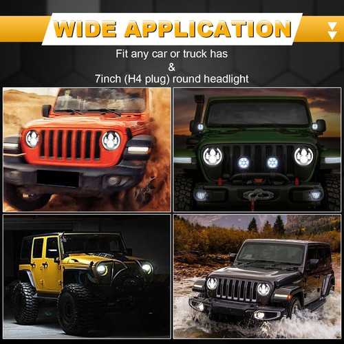Faro LED de 7" haz alto/bajo + luces traseras freno giro inverso para Jeep Wrangler JK - Imagen 5 de 12
