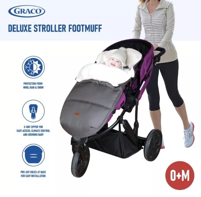 Graco Deluxe Stroller Footmuff Sleeping Bag Sherpa Lining