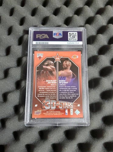 2009 UpperDeck Kobe Bryant PSA 10 Michael Jordan 3D NBA Stars JB GEM MINT RARE🔥 - Bild 4 von 4