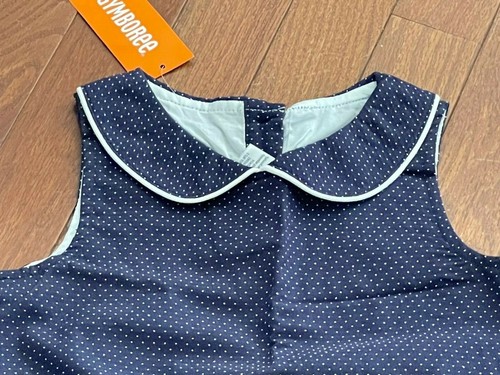Gymboree Girls Caio Puppy Navy White Dot with White Trim Woven Top Size 10 New - Picture 5 of 5