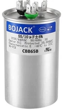 BOJACK 55+10 uF ±6% 55/10 MFD 370/440 VAC CBB65B Dual Run Start Round Capacitor