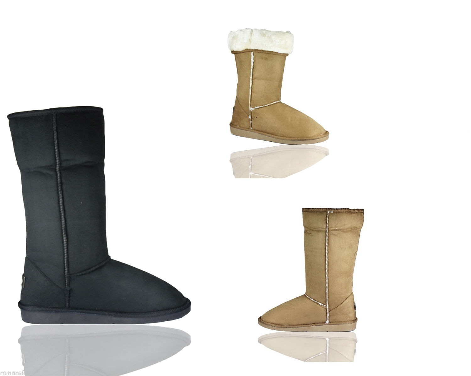 New Womens Ladies High Mid Calf Faux Suede Fur Classic Winter Boots Shoes Size New Womens Ladies High Mid Calf Faux Suede Fur Classic Winter Boots Shoes Size
