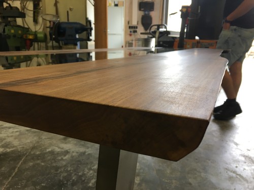 Esstisch Massivholz Glas Nussbaum Edelstahlgestell - Bild 5 von 10