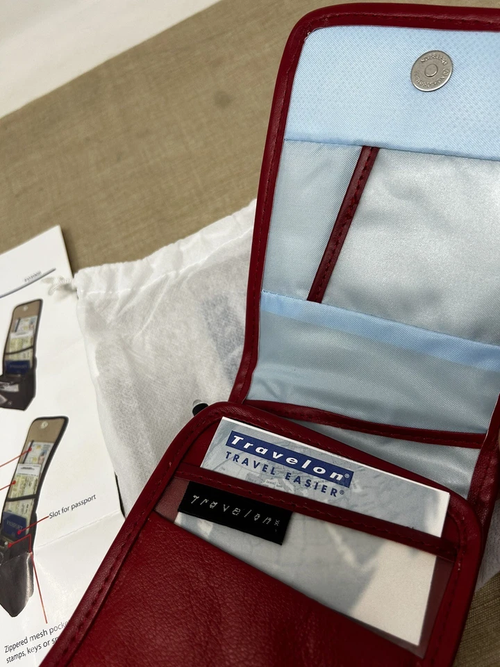 Travelon Convertible Leather Organizer Bag Crossbody w/ Flap Front Red - Image 4 of 4