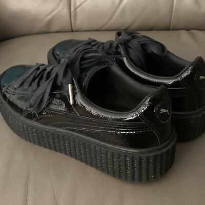 Puma Fenty By Rihanna Black Patent Leather Creeper. Size 7.5