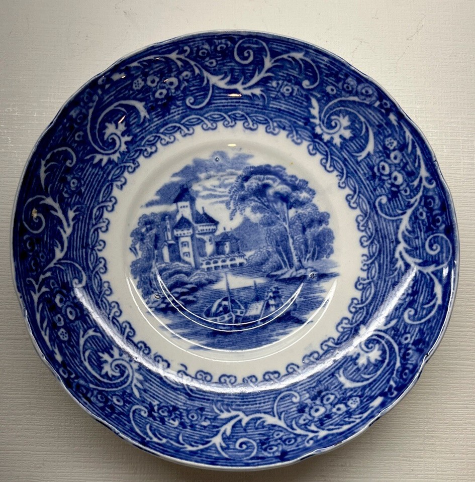 Antique Blue Rhine Saucer 6’ Diameter Church Cathedral Pattern England ...