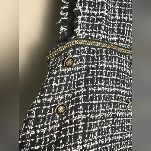 Damen Zara Tweed mit Goldakzent Faux Wickel Mini Kleid, Größe S - Bild 2 von 3