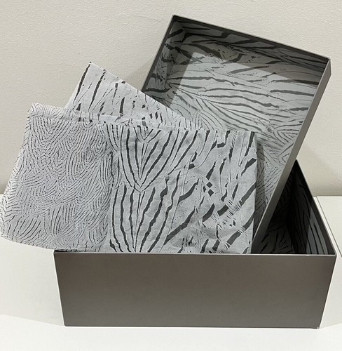 Caja de zapatos vacía Alexander McQueen con papel de seda - grande, gris - logotipo en relieve - Imagen 1 de 17