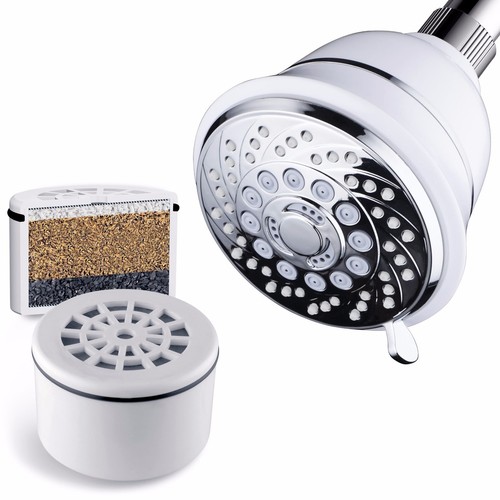 HotelSpa® 4-Inch Dual White/Chrome Filtered Shower Head with 6-Settings  - Afbeelding 1 van 10