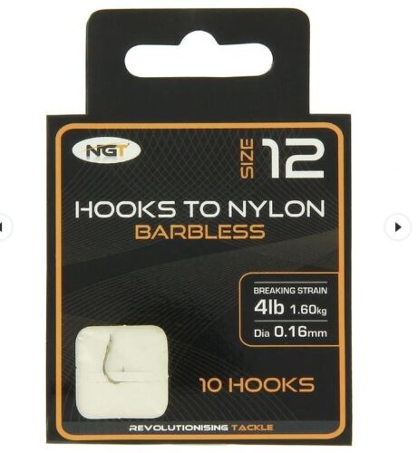 NGT Fishing Hooks to Nylon Barbless Size 10, 12, 14, 16, 18, 4 of each - Picture 5 of 8