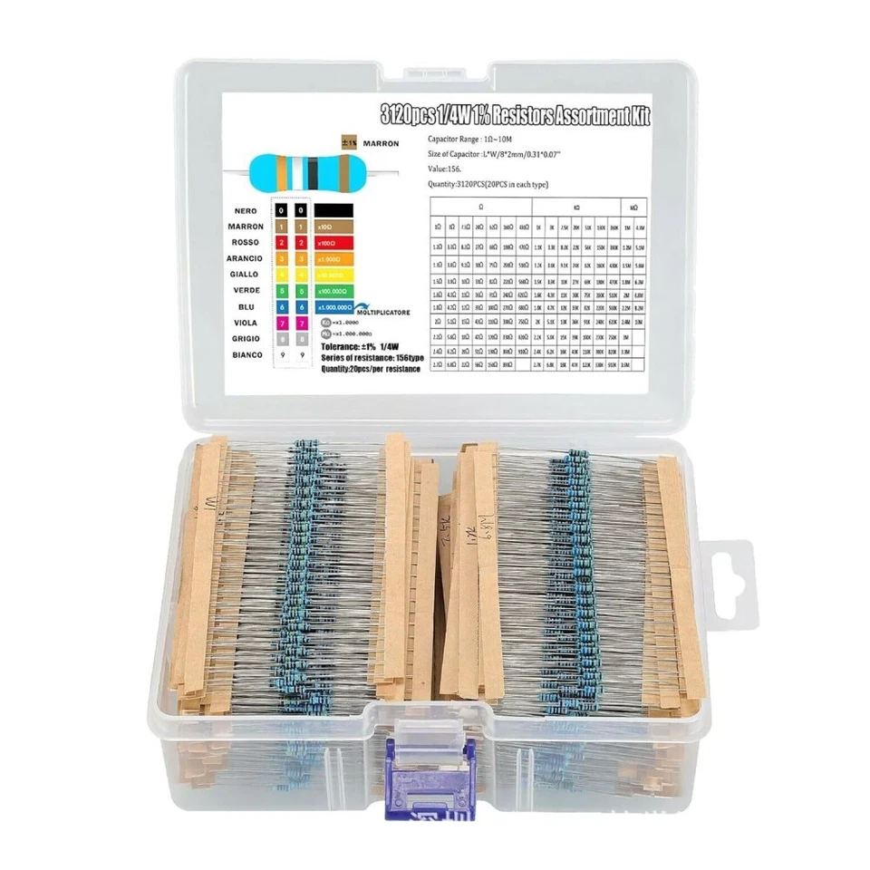 3120stk Widerstände Resistor Metallfilm 1/4W Widerstand 1Ω-10MΩ Sortiment Set DE - Bild 2 von 4