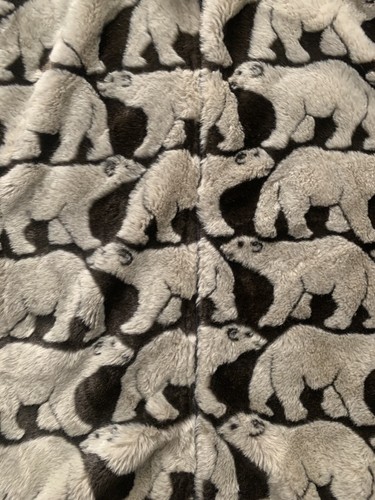 VTG Black Mountain Outdoor Polar Bear All Over Graphic Fleece Size 2XL USA 90’s - Picture 8 of 9