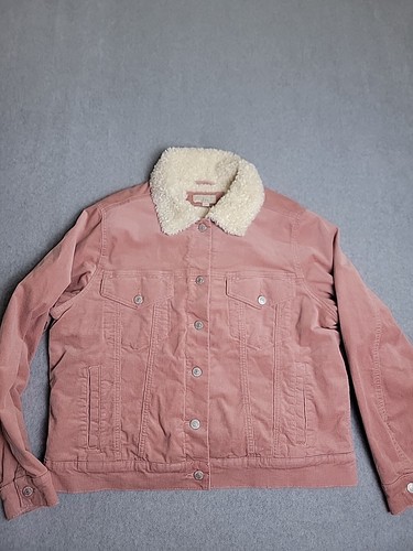 Loft Cord Jacke Damen groß rosa Sherpa gefüttert Taschen Preppy Freizeit dick  - Bild 1 von 11