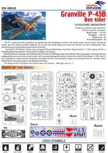Dora Wings Models 1/48 GRANVILLE P-45B "BEE KILLER" American Fighter - Bild 5 von 6