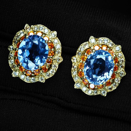 24K Gold Plated 925 Sterling Silver Earrings Color Change Alexandrite 7.70Ct - Picture 3 of 6