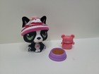 Littlest Pet Shop Lps #978 French Bulldog Black White Flocked Fuzzy Puppy Dog