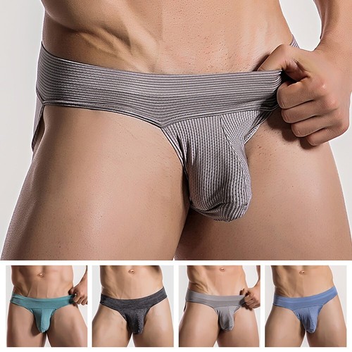 Mens Sexy Briefs Bulge Pouch Ice Silk Underwear Low-waist Ultra-thin Panties - Picture 1 of 32