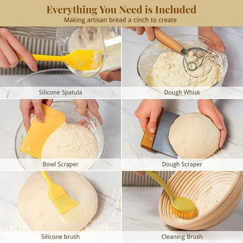 Bread Proofing Basket Set, 9" Round & 10" Oval Baskets, Sourdough Bread Bakin... - Picture 6 of 7