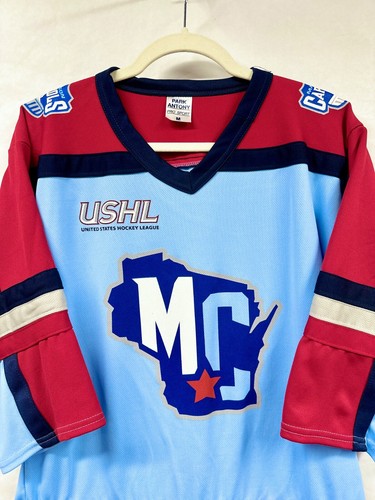 Madison Capitals Hockey Jersey USHL Wisconsin Juniors Blue Red Medium - Picture 2 of 13