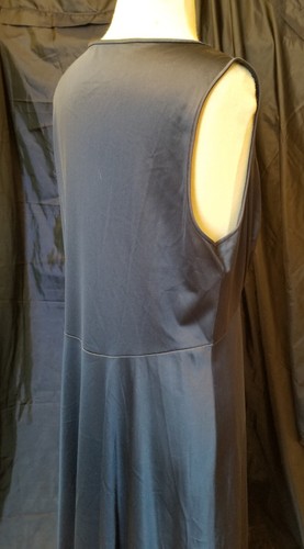 Vintage 1970s MG Navy Blue Nylon Antron III Satin Gown Nightgown MED 34 - Picture 6 of 9
