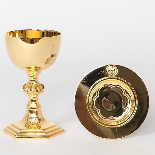 + Nice Traditional Travel Chalice & Paten set, All Goldplated + (CU256) - 第 2/15 張圖片