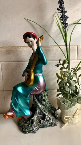 Chinese Cheongsam Classical Musical Instrument Lady Woman Statue Figurine Sculpt - Picture 5 of 10
