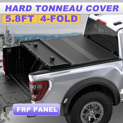 5.8FT 4-Fold FRP+PP Hard Bed Tonneau Cover For 2004-2007 Silverado GMC Sierra