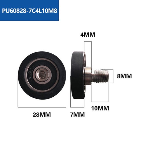 PU Polyurethane Pulley M4-M10Male Threaded Screw Bearing Guide Wheel Flat Roller - Picture 13 of 74