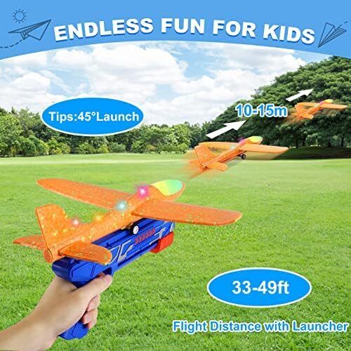 3 Pack Airplane Launcher Toys,13.2'' LED Foam Glider Catapult Plane Toy for Boys - Picture 2 of 6