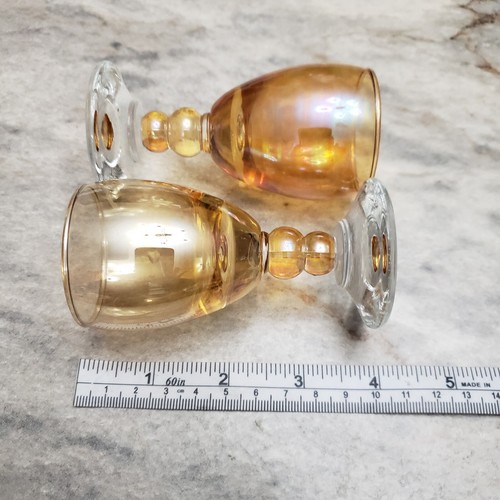Vintage Gelb Mini Glas Kelch Schnapsglas 2er Set Kapazität 1 1/2 Unzen - Bild 5 von 7