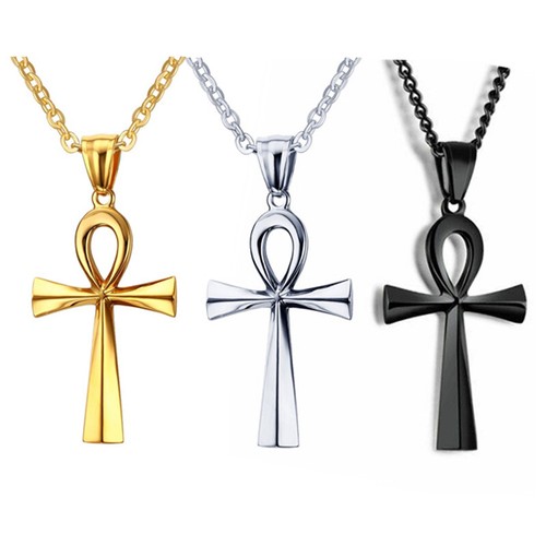 Herren Christian Ankh Kreuz Satan Sigil von Luzifer Anhänger Halskette Edelstahl - Bild 12 von 40