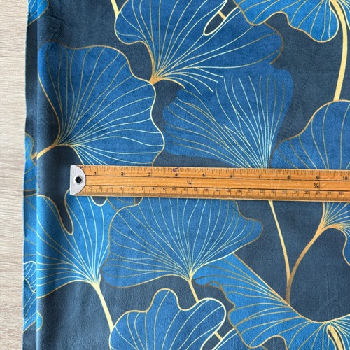 1688. Ginkgo Leaf Blue Velvet fabric, 138 cm wide, Price per 1/2 metre - Picture 4 of 5