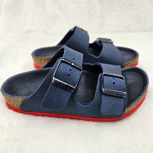 Birkenstock Arizona Sandals Kids Sz US 10-10.5 EU 28 Slide Slip On Leather Navy
