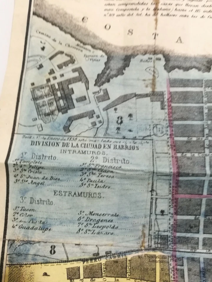 Picturesque Map of Havana with House Numbers, 1857 original of JM de la Torre - Image 3 of 4