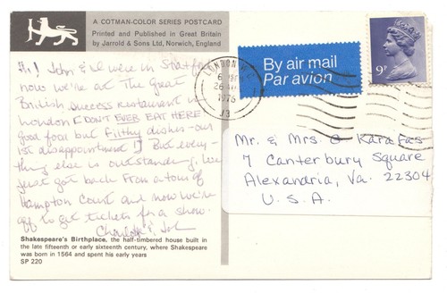 Stratford upon Avon England Shakespeare Geburtsort Postkarte - Bild 2 von 2