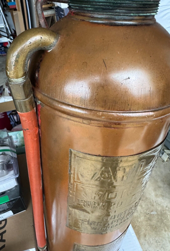 Antique Copper & Brass Atlas Fire Extinguisher - Carbonate Soda - Picture 9 of 24