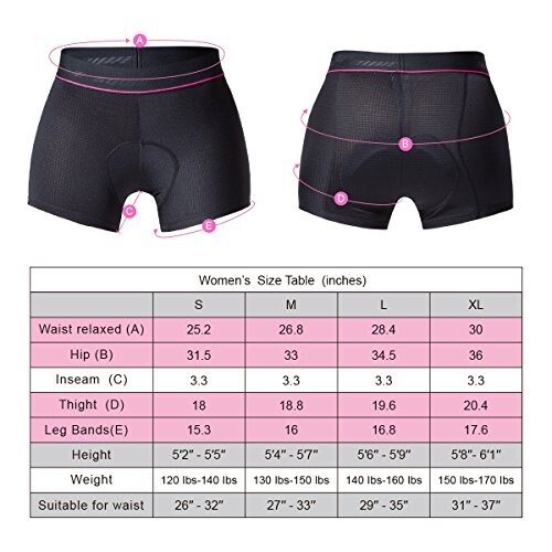 XGC Damen schnell trocknend gepolsterte Fahrradunterwäsche Shorts, atmungsaktiv, Größe 8 - Bild 4 von 4
