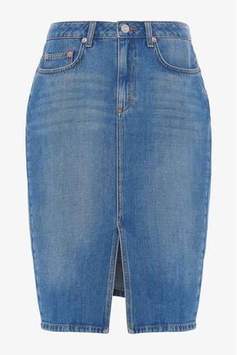 French Connection Reem Damen-Bleistiftrock Denim hochtailliert (blau) UVP £65 - Bild 2 von 4