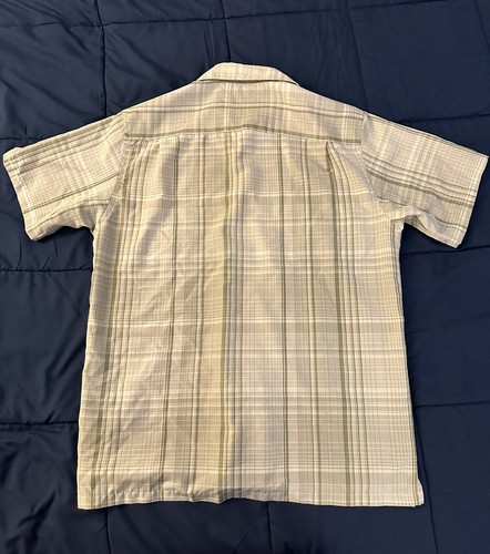 Van Heusen Shirt Men Medium Beige Collared Short Sleeve - Picture 7 of 7