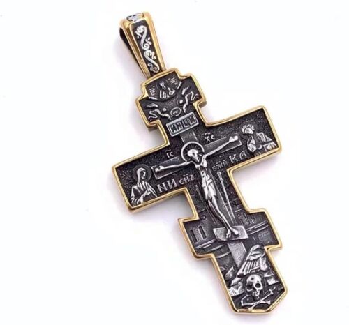 Orthodoxe religiöse Jesus Kruzifix byzantinisches Kreuz christlicher Anhänger Halskette - Bild 38 von 59