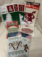 Vintage Christmas Craft Lot Stencils Ornaments Iron-on Cross Stitch Breadcover