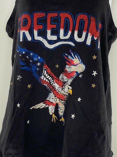 Rock & Republic Women Small Tank Top Racerback Freedom Eagle Black Shirt - Picture 2 of 6