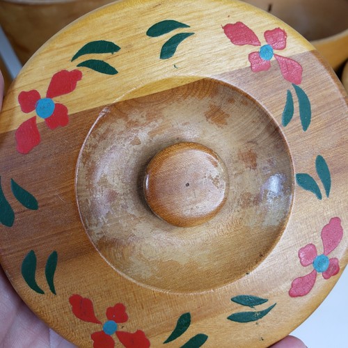 Vintage MCM Runde Holz Küche Kanister Set Hahn Hühner Japan - Bild 10 von 12