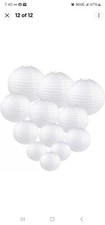 6 Pcs White Paper Lanterns Size of 12", 10", 8" - round Chinese/Japanes
