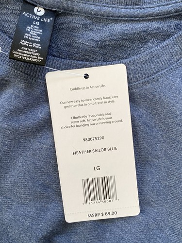 Active Life Women's Modal Knit Sweatshirt Dress SZ Large Blue Cap Sleeve $89 NEW - Picture 3 of 3