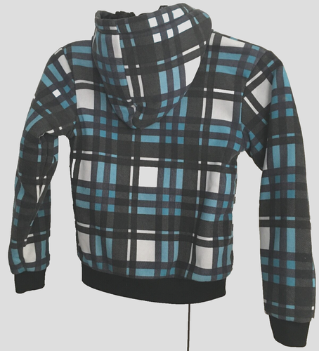 Boys Multi-Color Plaid Hooded Jacket Size M Zip Front Fleece Lined Pockets NEW - Picture 2 of 11