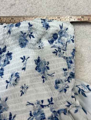Hollister midi white blue floral dress with adjustable straps size medium - Picture 8 of 8