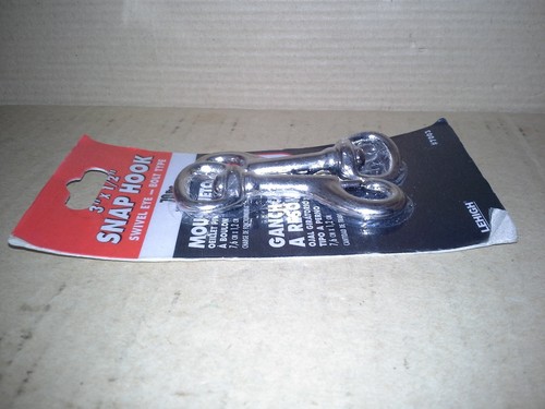 Lehigh #7003 Snap Hook 3" x 1/2" Swivel Eye-bolt type, 70 lbs. New Sealed - Picture 2 of 5
