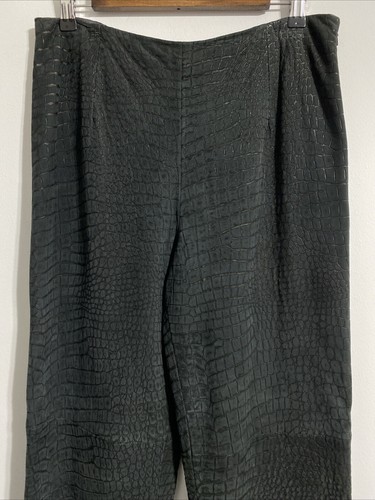 Worth Hose Damen 10 oder M schwarz Wildleder 100% Leder Animal Print Muster - Bild 3 von 8